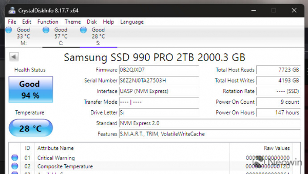 Некоторые Samsung 990 Pro стали демонстрировать слишком быстрый износ — ресурс записи SSD тает прямо на глазах 